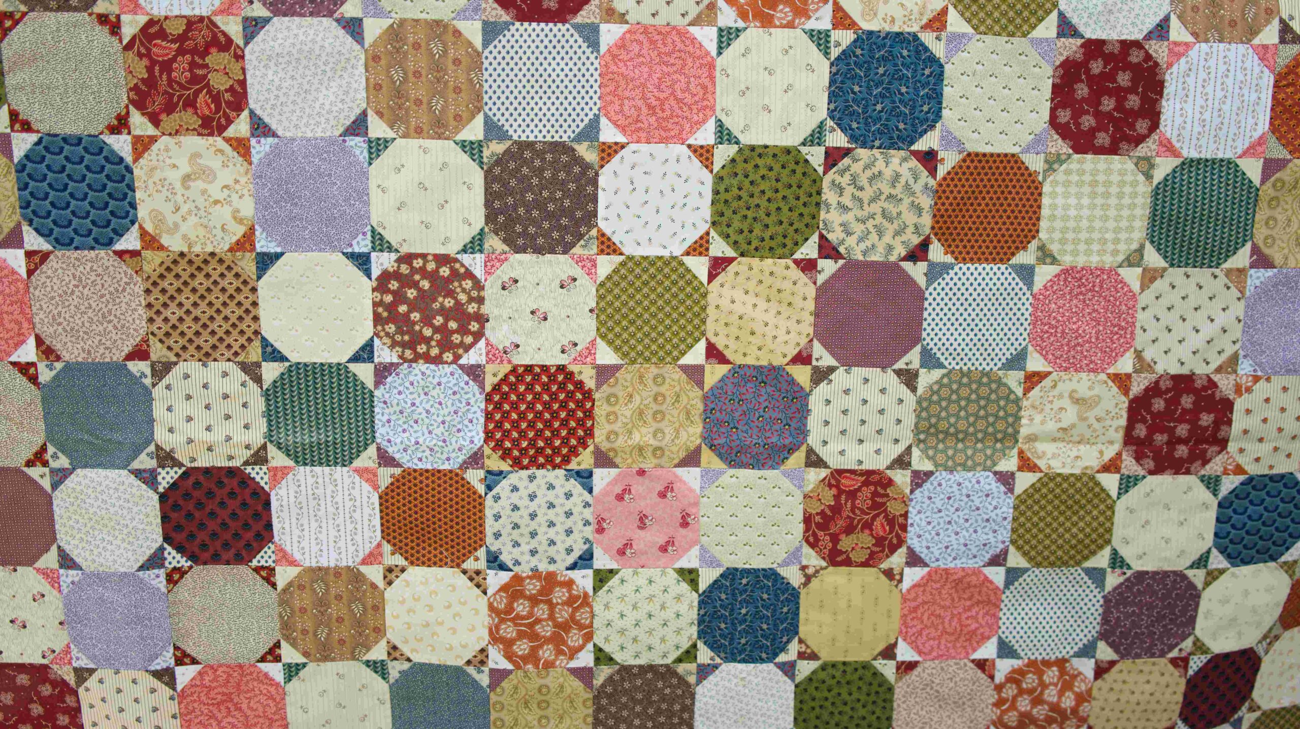Colorful handmade patchwork quilt